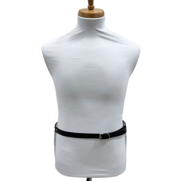 Black Faux Leather Draped Chain Belt Goth Punk Alternative One Size (OS) ✨ - Picture 9 of 12